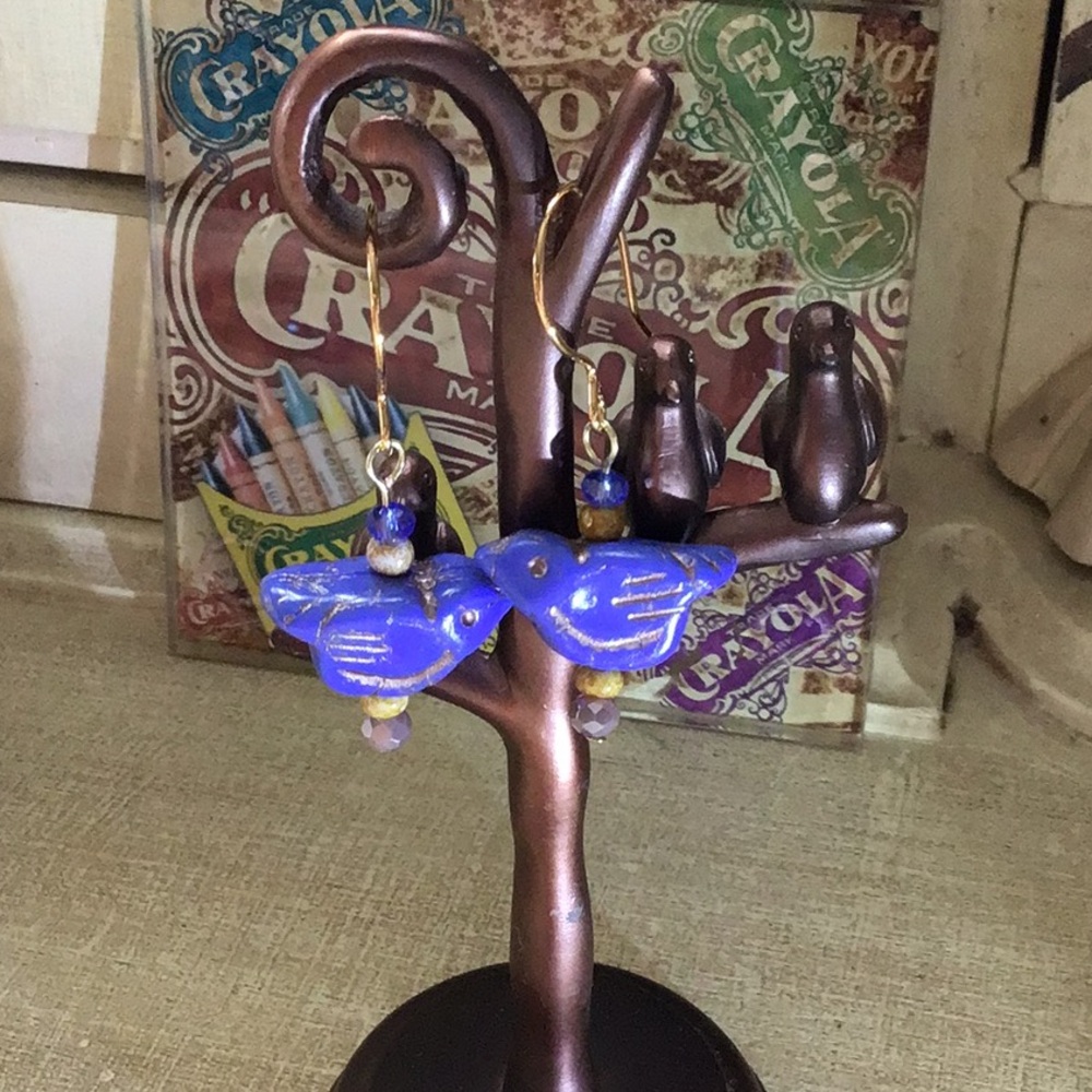 Handmade Czech Glass Bird Earrings